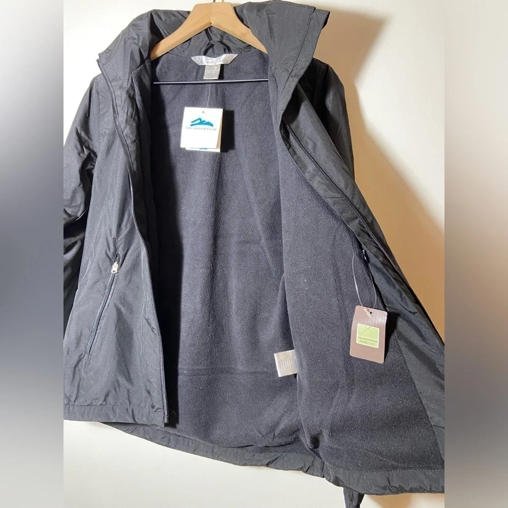 Tri-Mountain Women Black Wind breaker Utility Hooded Jacket Size Small NWT